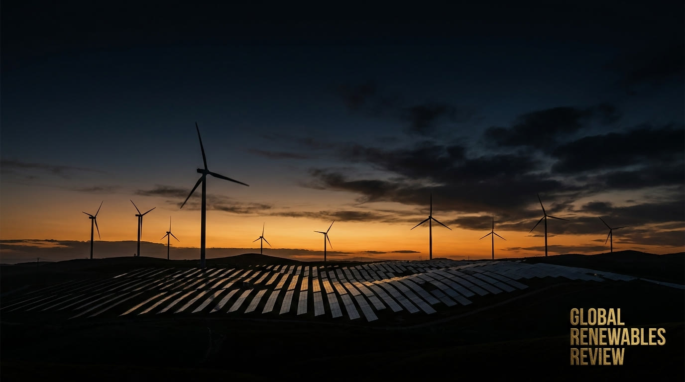 Wind turbines at golden dusk
