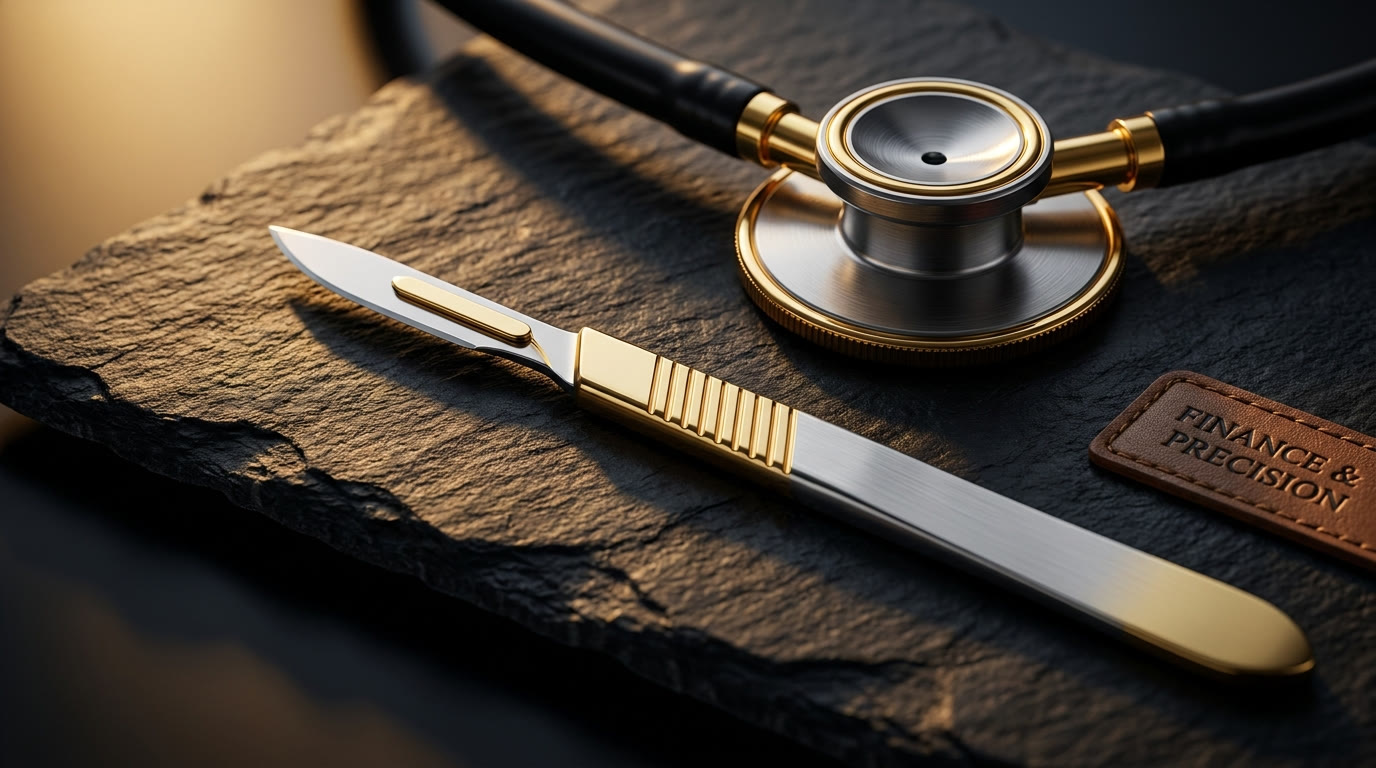 Surgical instruments on black stone
