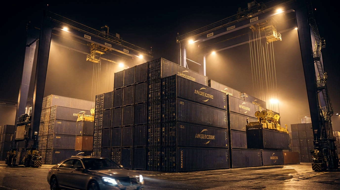Container port at night