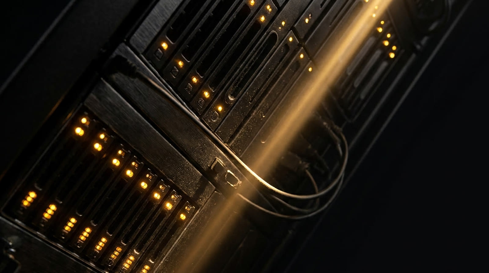 Server racks in golden light