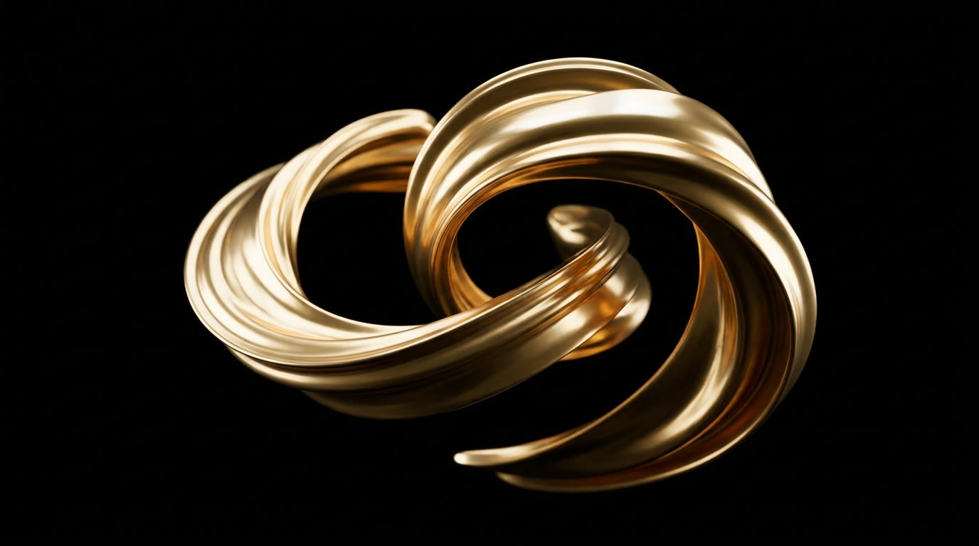 Abstract gold ribbon on black